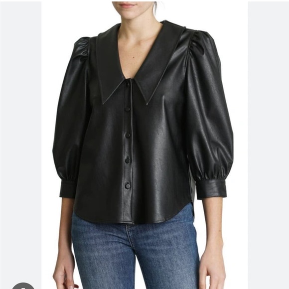 Pistola Faux leather button up blouse - Picture 2 of 9